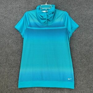 NIKE Golf Tour Performance Polo Shirt Women Medium Dri Fit Blues Snap Neck